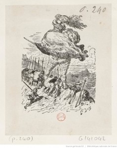 Estampe "Adonques se lève Pantagruel de table pour descouvrir hors la touche de bois", 1854, Bibliothèque nationale de France, département Estampes et photographie, FOL-DC-298 (J, 2) 